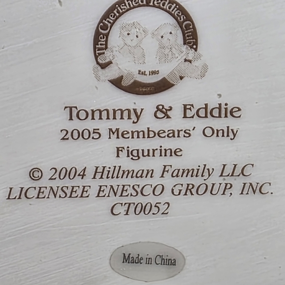 Cherished Teddies Tommy and Eddie 2005 Members Only #CT0052. - Picture 7 of 12